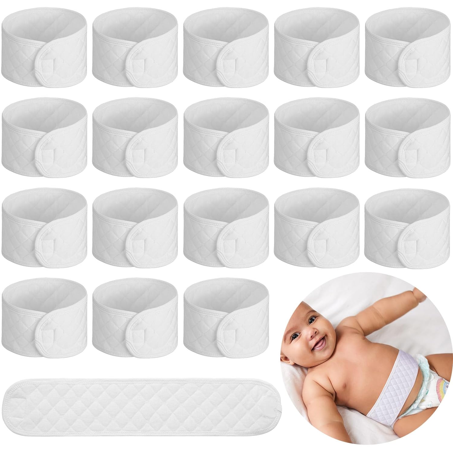 251027144643716_1 Nuanchu 20 Pieces Baby Belly Band Cotton Newborn Belly Belt Infant Umbilical Cord Protector Soft Baby Belly Button Band Newborn Navel Belt for Protection Abdomen Baby Boy Girl Gifts 0-12 Months - Image 1
